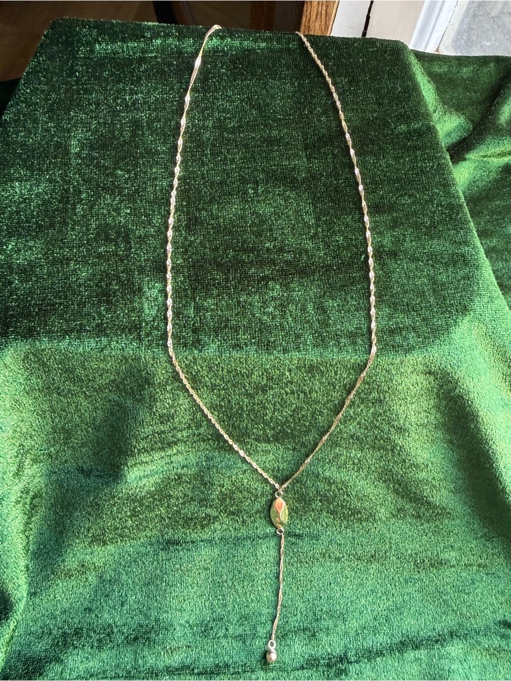 EternaGold 14K Solid Yellow Gold Lariat Y-Necklace 18"